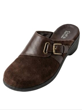 Suede & Leather Mules, Croft & Barrow Brown Clogs, Size 7.5M